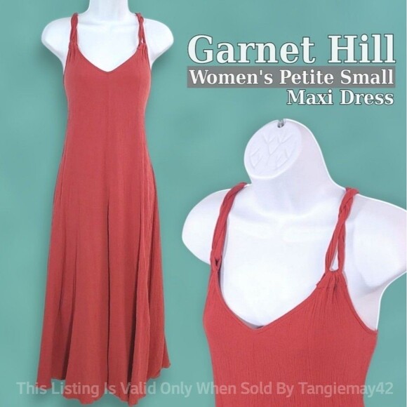Garnet Hill Coral Cotton Gauze Boho Summer Maxi Dress Women's PS Small Petite - Picture 1 of 11